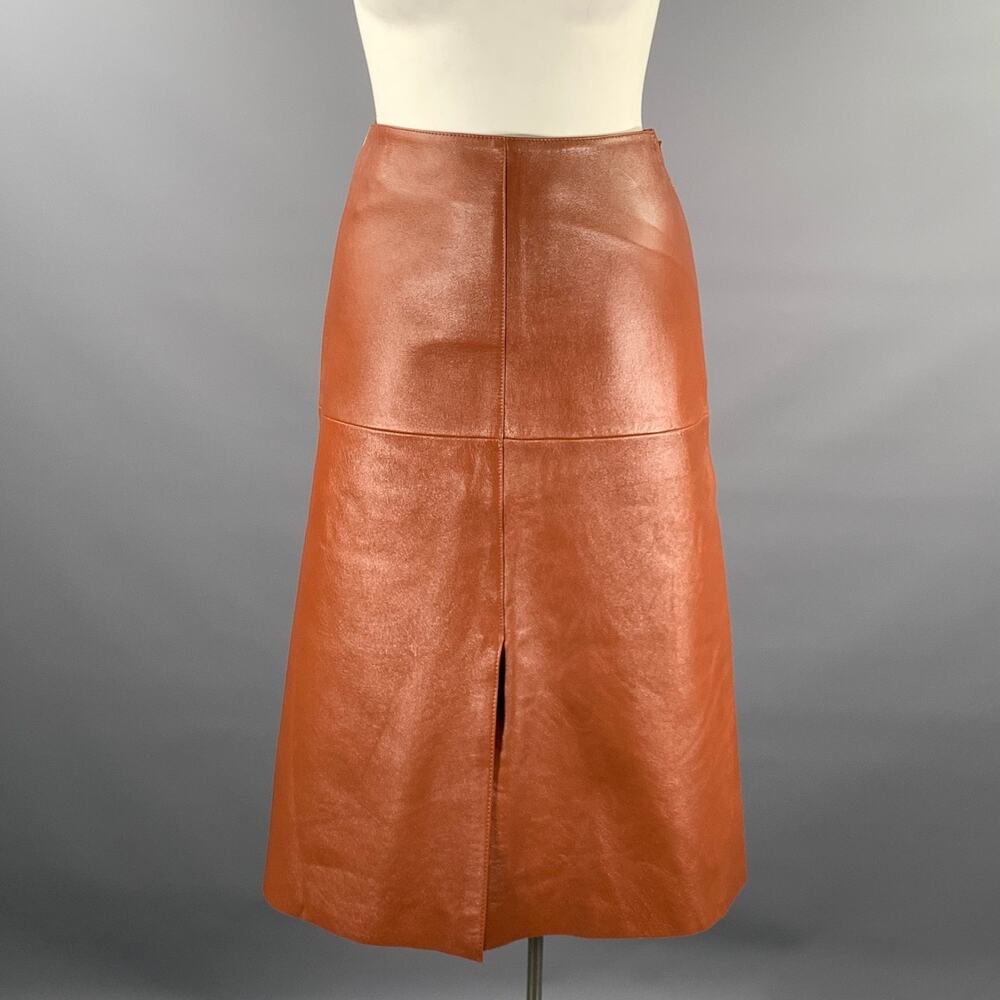 JOSEPH Size L Tan Leather Lambskin Skirt